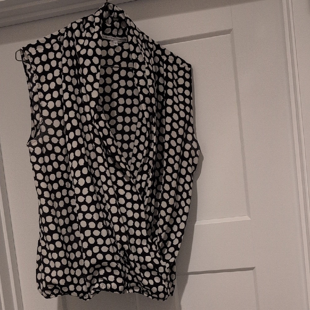 Collective Concepts Black and White Asymmetrical Blouse